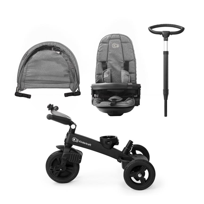 KINDERKRAFT - Детска триколка 5v1 EASYTWIST сива/черна