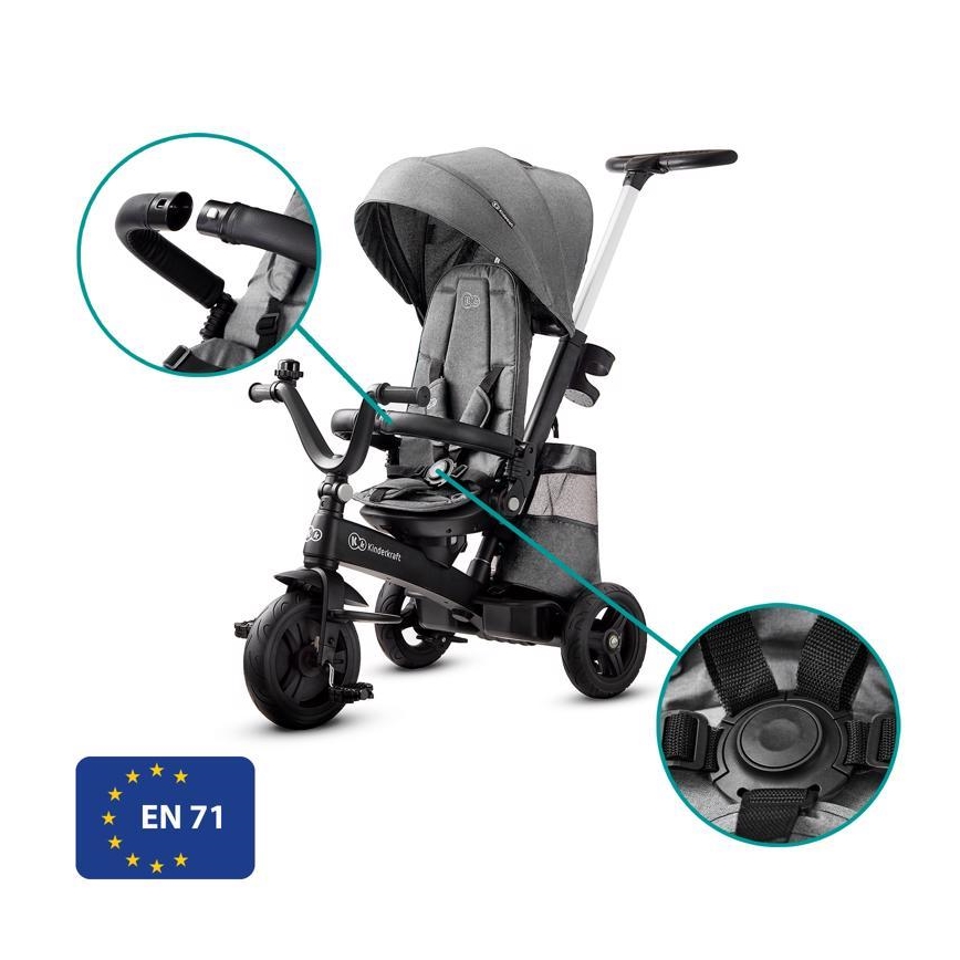 KINDERKRAFT - Детска триколка 5v1 EASYTWIST сива/черна