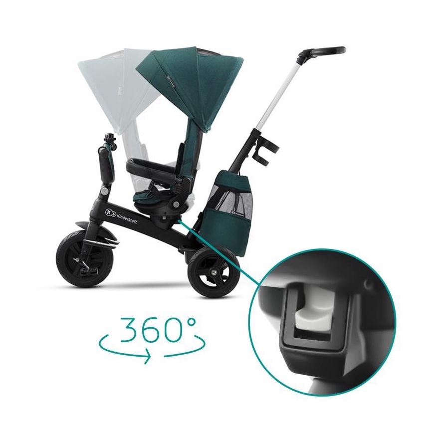 KINDERKRAFT - Детска триколка 5v1 EASYTWIST зелена/черна