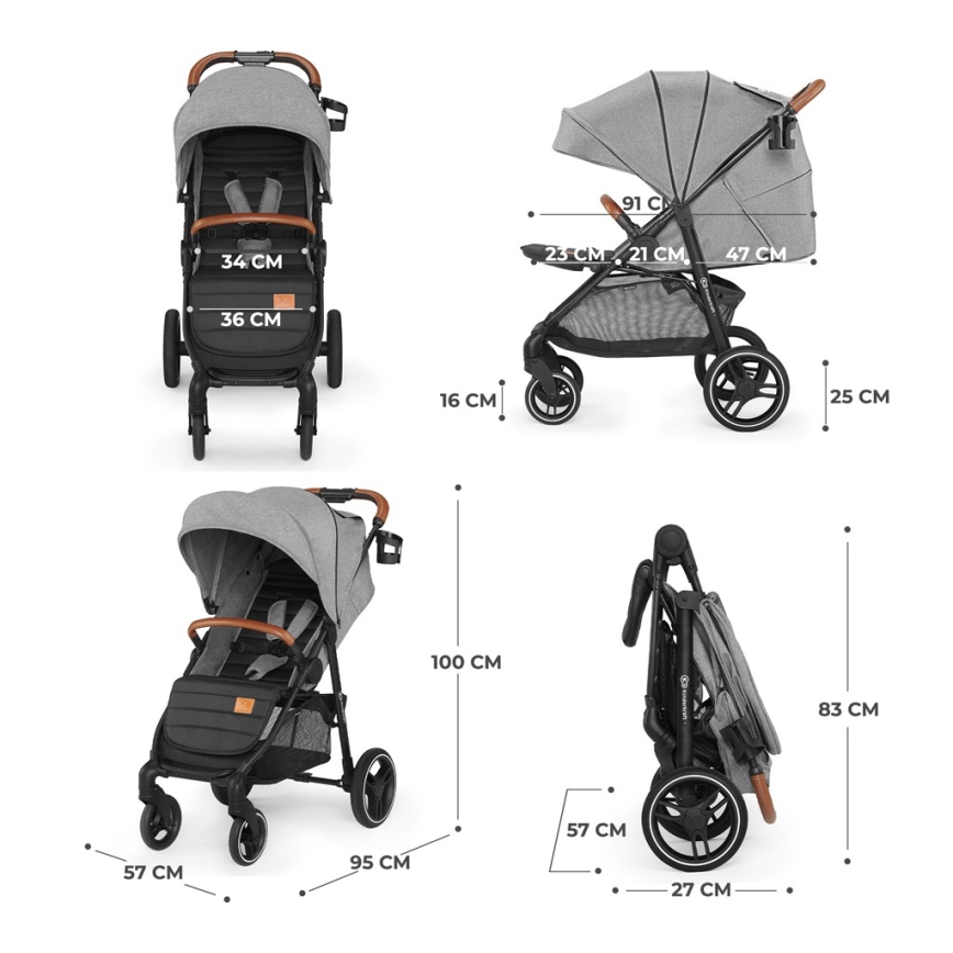 KINDERKRAFT - Детска количка GRANDE PLUS сив