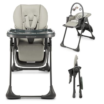 KINDERKRAFT - Детски стол за хранене 2 в 1 TUMMIE сив