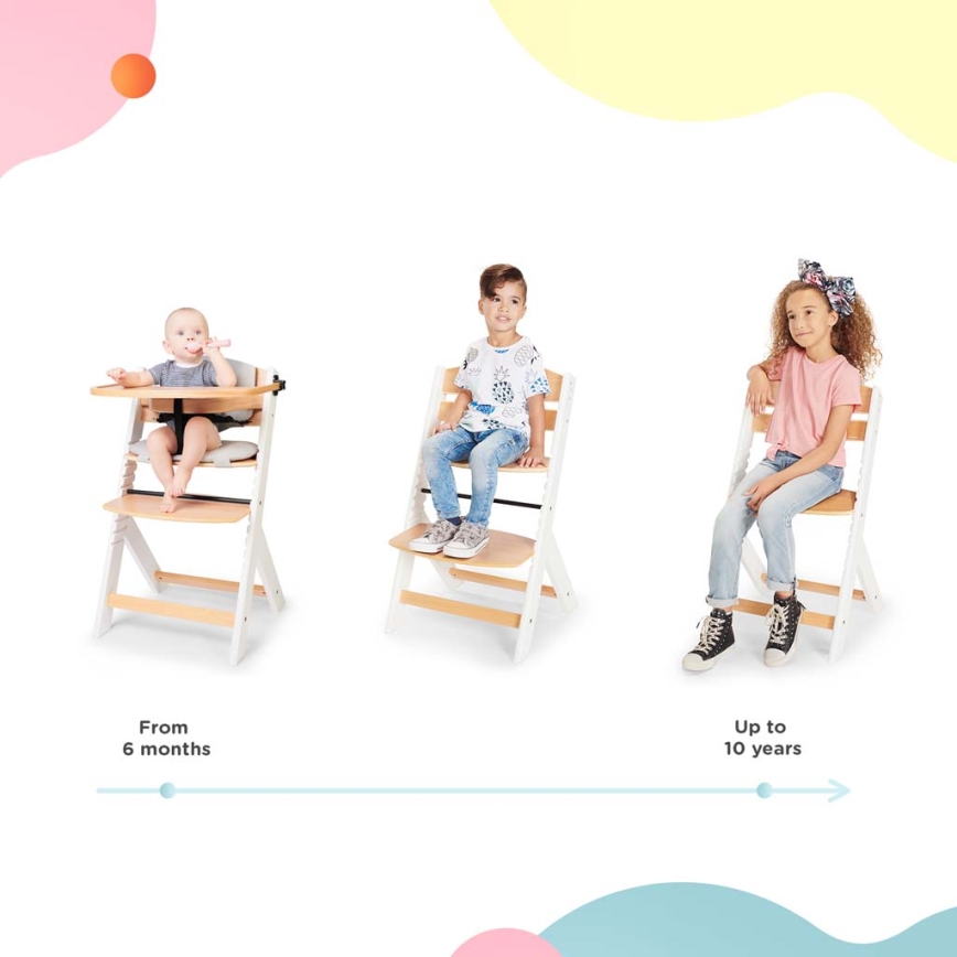 KINDERKRAFT - Детско столче за хранене ENOCK с възглавнички сиво/бяло