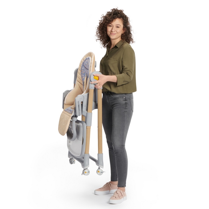 KINDERKRAFT - Детско столче за хранене 2в1 LASTREE бежово/сиво