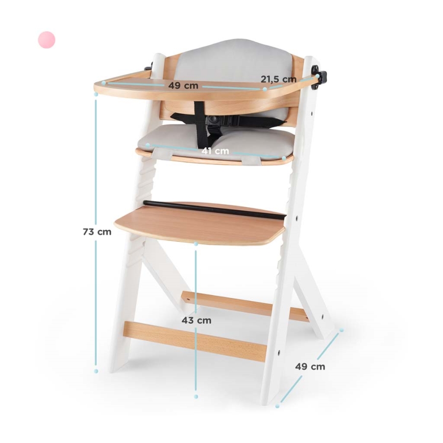 KINDERKRAFT - Детско столче за хранене ENOCK с възглавнички сиво/бяло