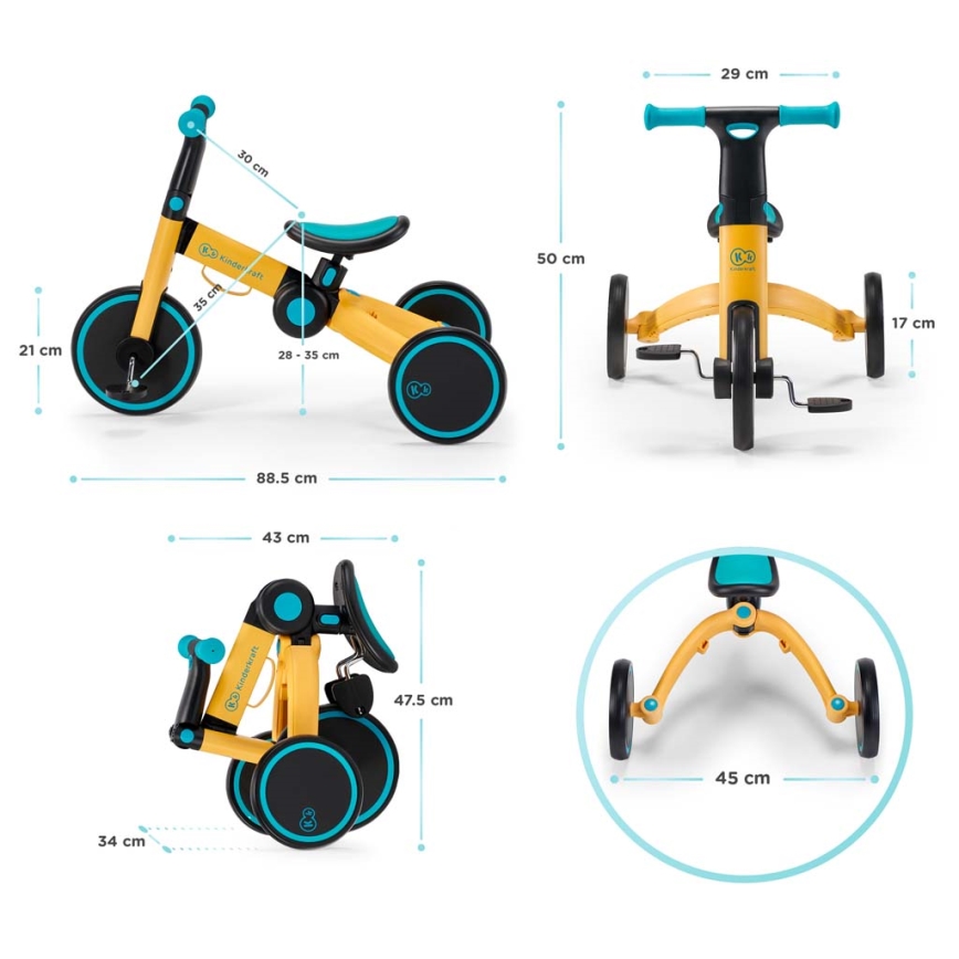 KINDERKRAFT - Детско колело за бутане 3в1 4TRIKE розов