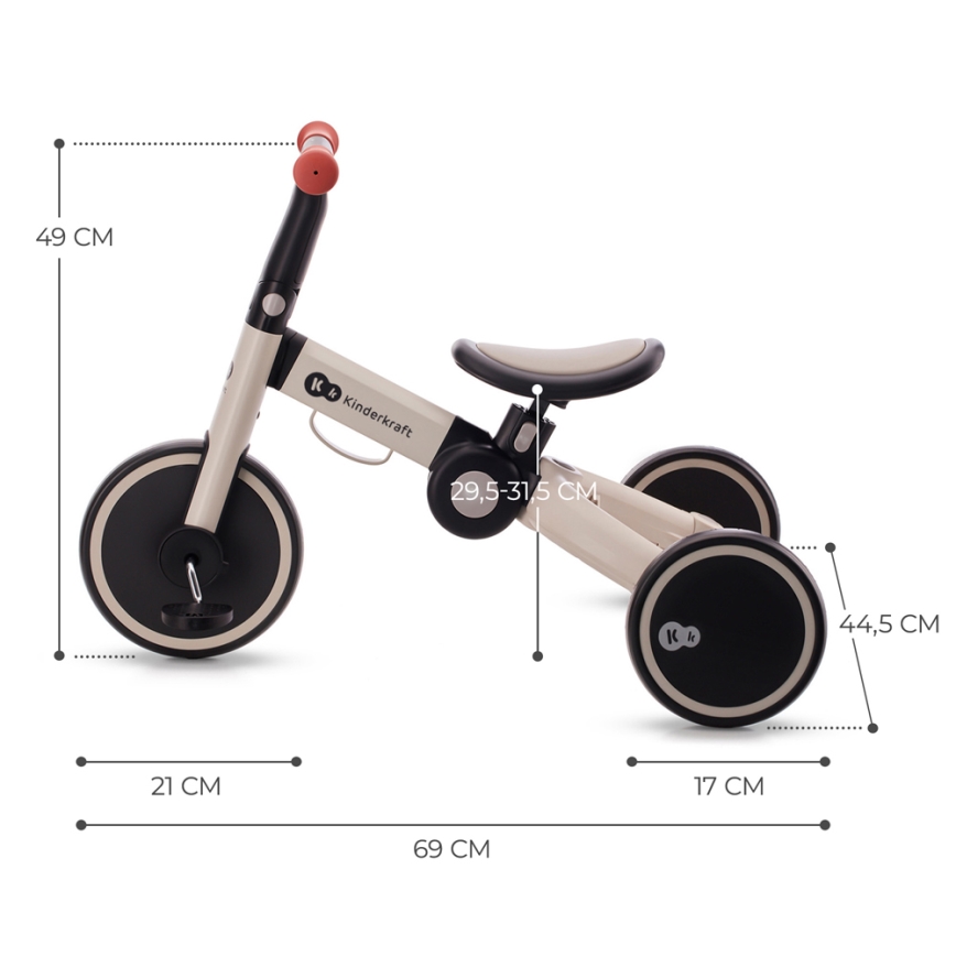 KINDERKRAFT - Детско колело за бутане 3в1 4TRIKE сив
