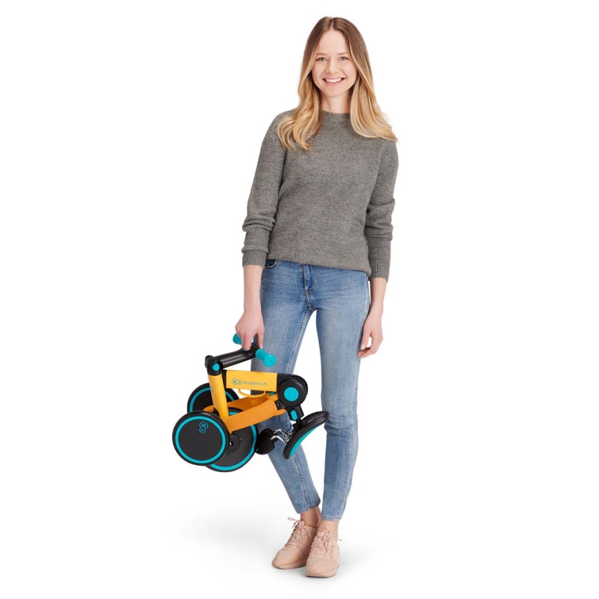 KINDERKRAFT - Детско колело за бутане 3в1 4TRIKE жълт/тюркоаз