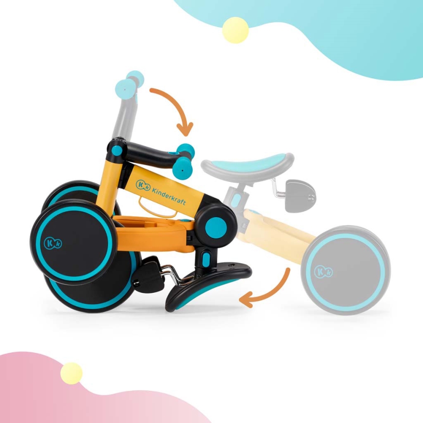 KINDERKRAFT - Детско колело за бутане 3в1 4TRIKE жълт/тюркоаз