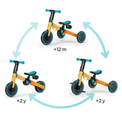 KINDERKRAFT - Детско колело за бутане 3в1 4TRIKE жълт/тюркоаз