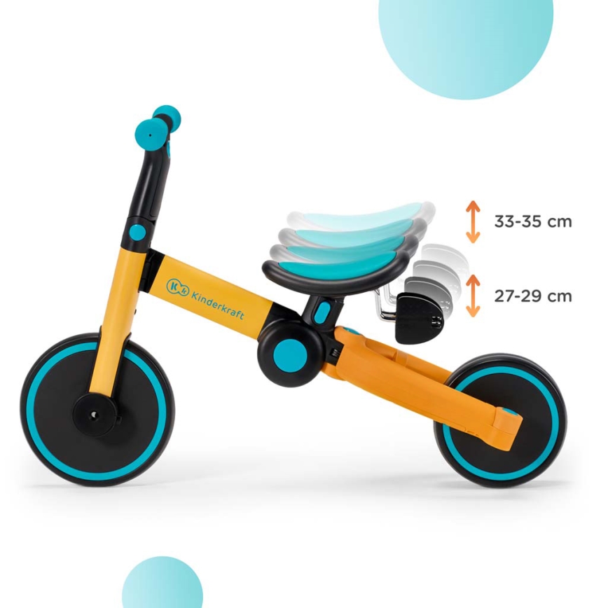 KINDERKRAFT - Детско колело за бутане 3в1 4TRIKE жълт/тюркоаз