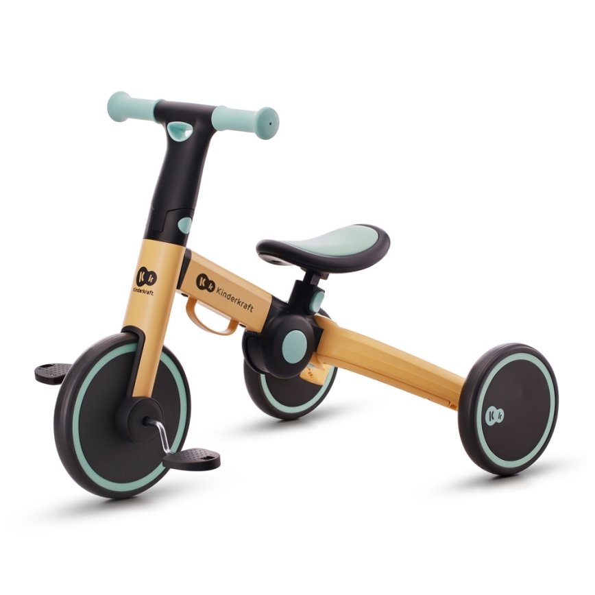 KINDERKRAFT - Детско колело за бутане 3в1 4TRIKE жълти/мента
