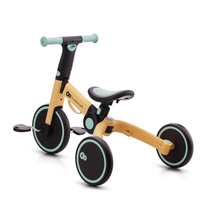 KINDERKRAFT - Детско колело за бутане 3в1 4TRIKE жълти/мента