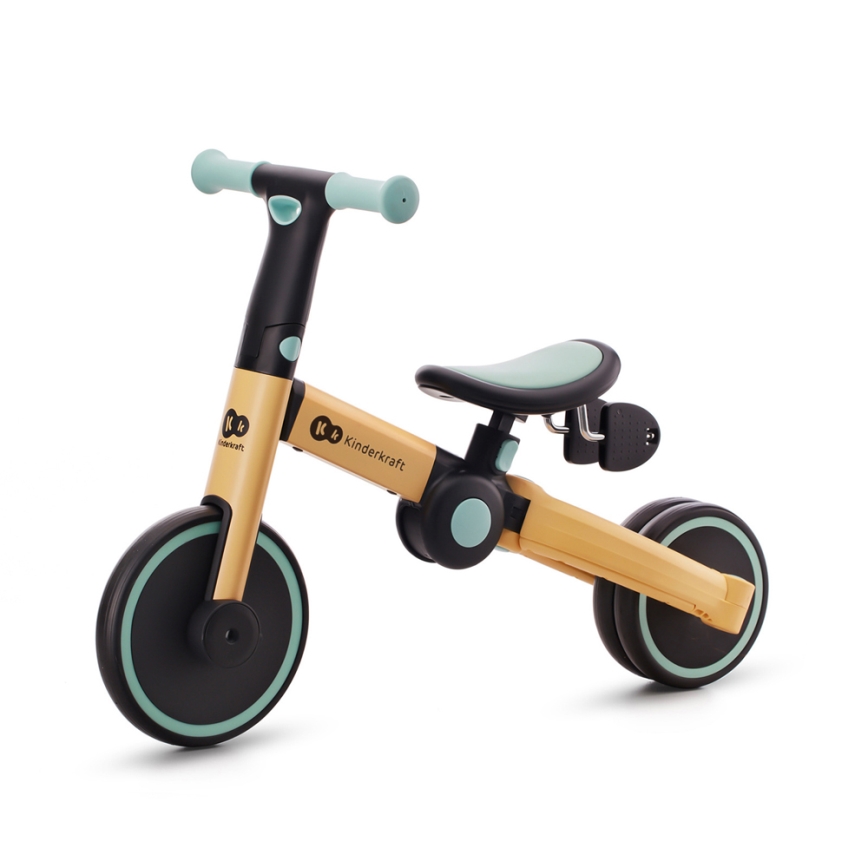 KINDERKRAFT - Детско колело за бутане 3в1 4TRIKE жълти/мента