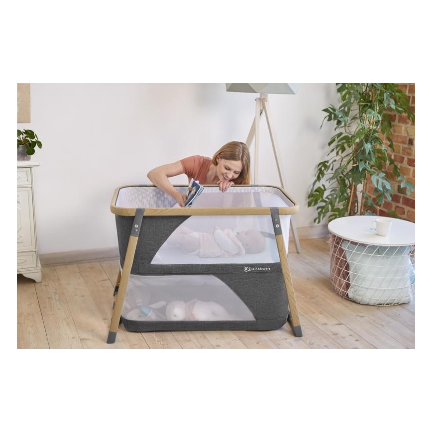 KINDERKRAFT - Детско креватче за пътуване 4в1 SOFI сив
