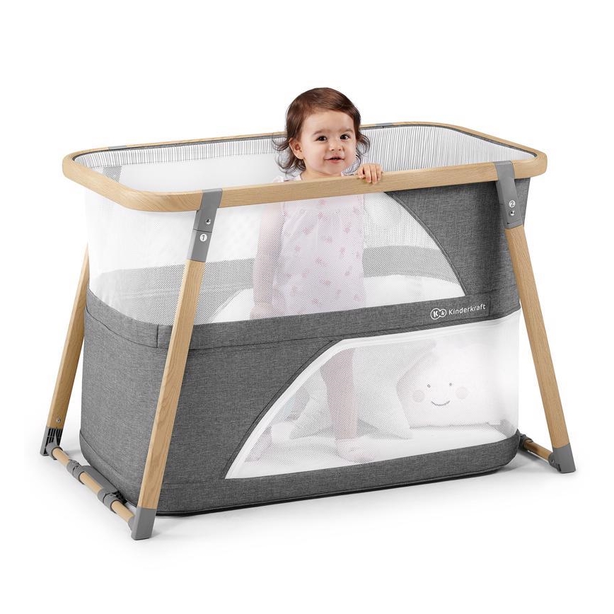 KINDERKRAFT - Детско креватче за пътуване 4в1 SOFI сив
