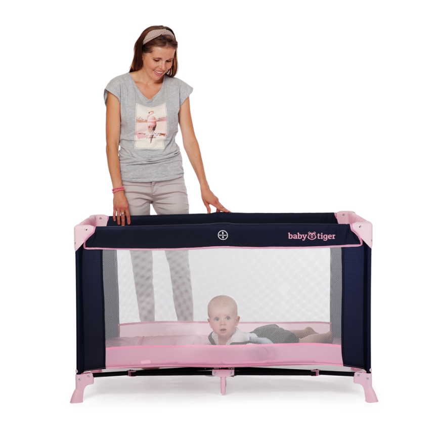 KINDERKRAFT - Детско креватче за пътуване Baby Tiger VIKI розов