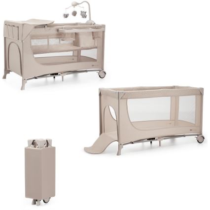 KINDERKRAFT - Детско креватче за пътуване JOY 2 с аксесоари бежов