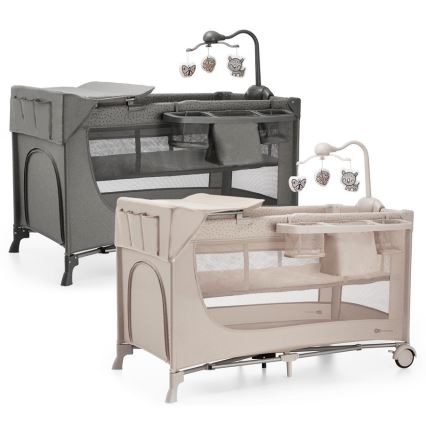 KINDERKRAFT - Детско креватче за пътуване JOY 2 с аксесоари сив