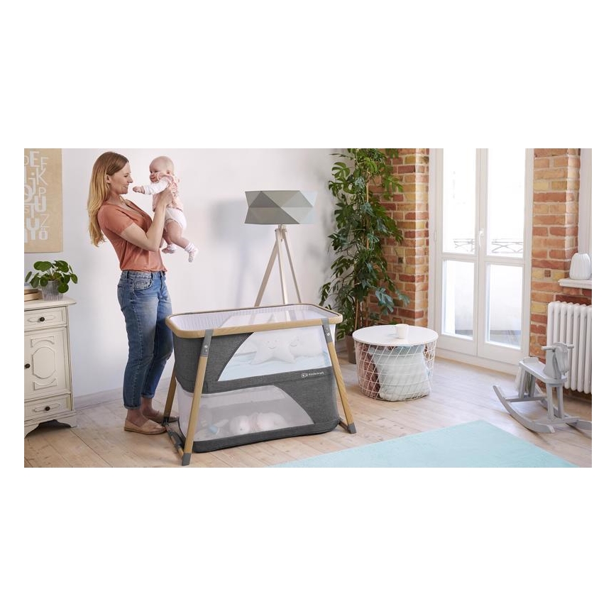 KINDERKRAFT - Детско креватче за пътуване 4в1 SOFI сив