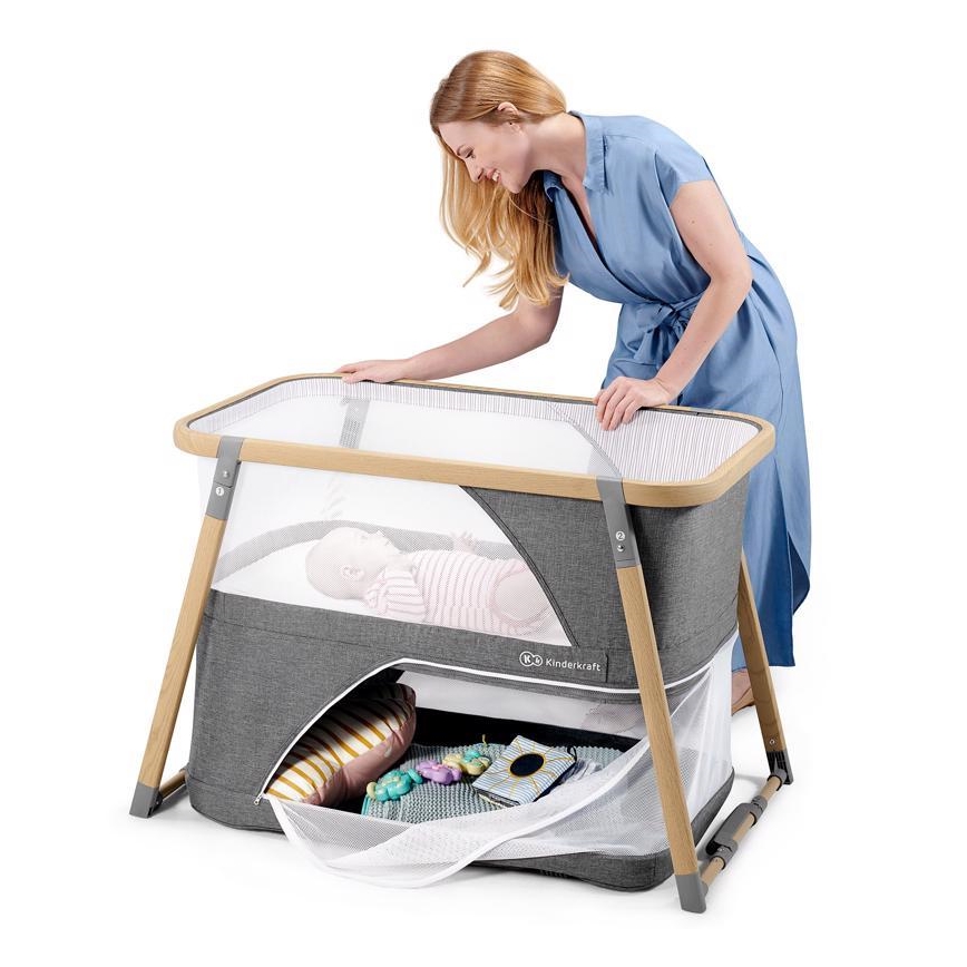 KINDERKRAFT - Детско креватче за пътуване 4в1 SOFI сив