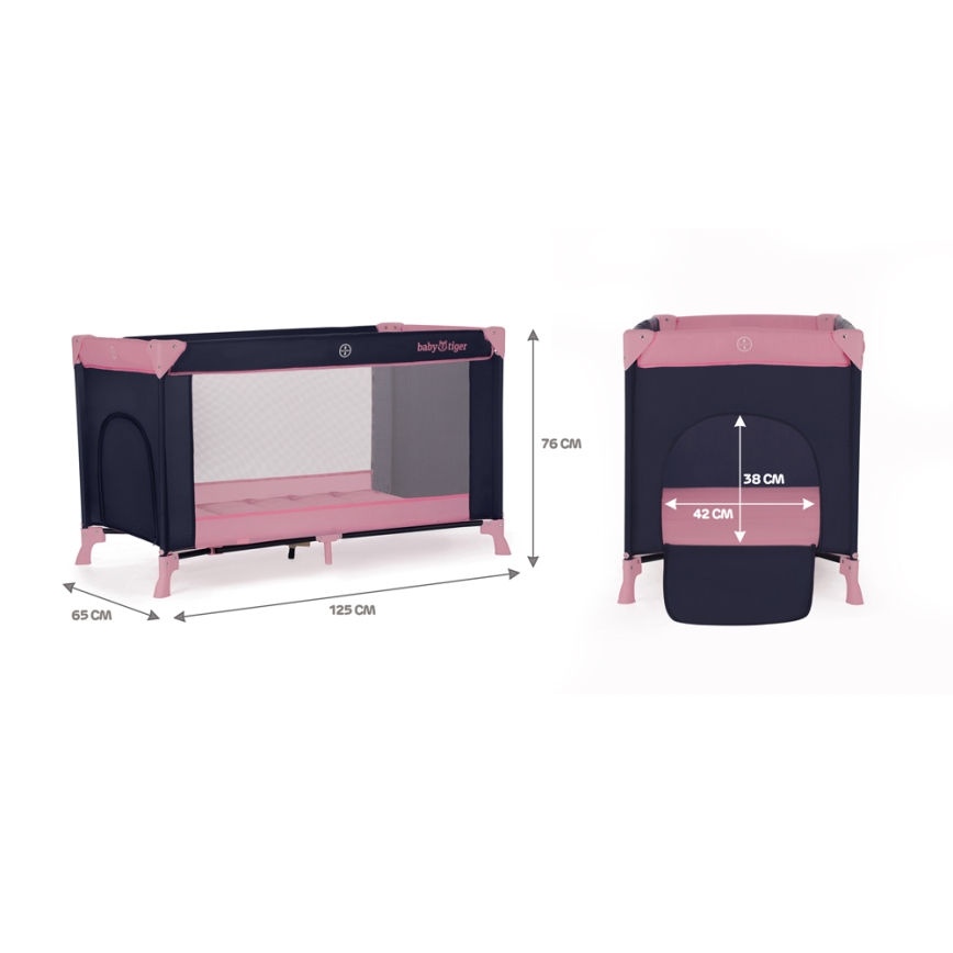 KINDERKRAFT - Детско креватче за пътуване Baby Tiger VIKI розов