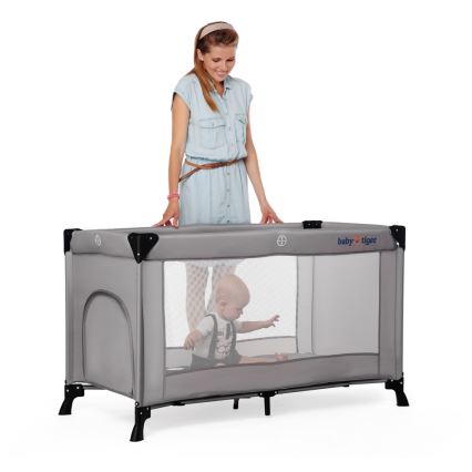 KINDERKRAFT - Детско креватче за пътуване Baby Tiger VIKI сив