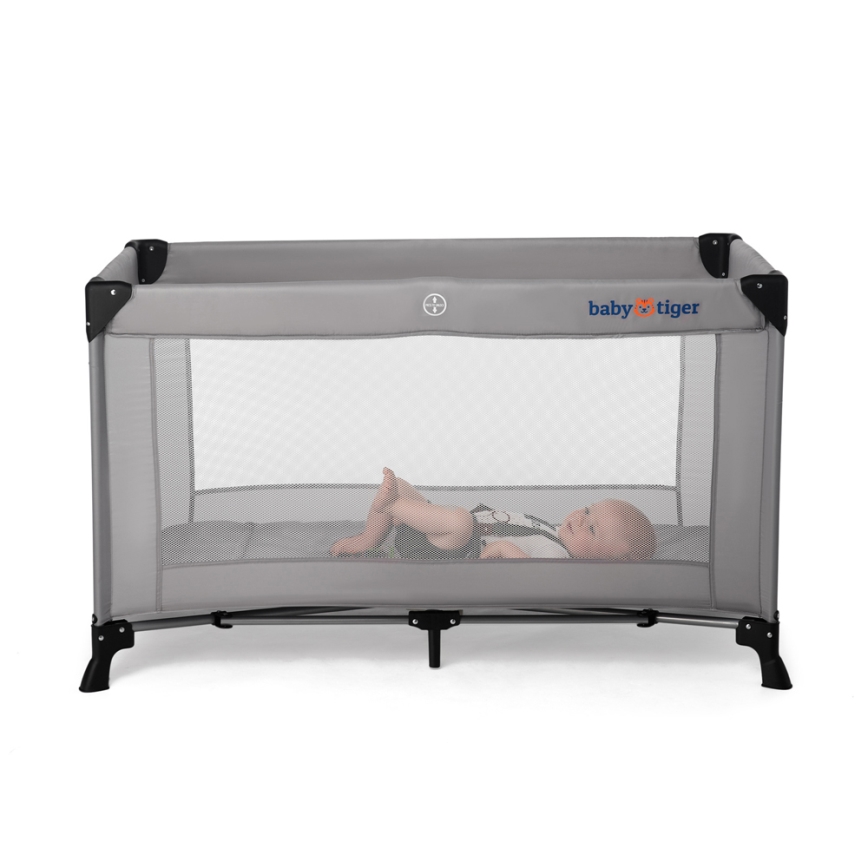 KINDERKRAFT - Детско креватче за пътуване Baby Tiger VIKI сив