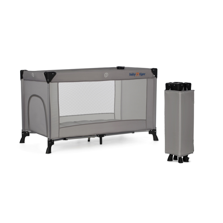 KINDERKRAFT - Детско креватче за пътуване Baby Tiger VIKI сив