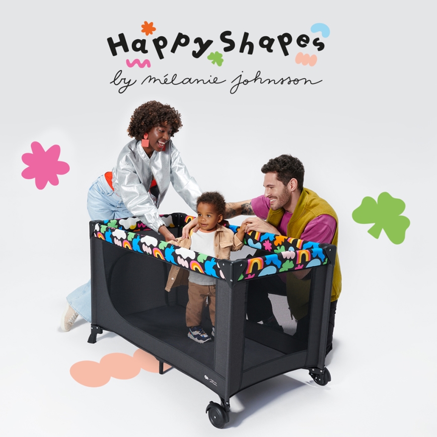 KINDERKRAFT - Детско креватче за пътуване JOY 2 Happy shapes