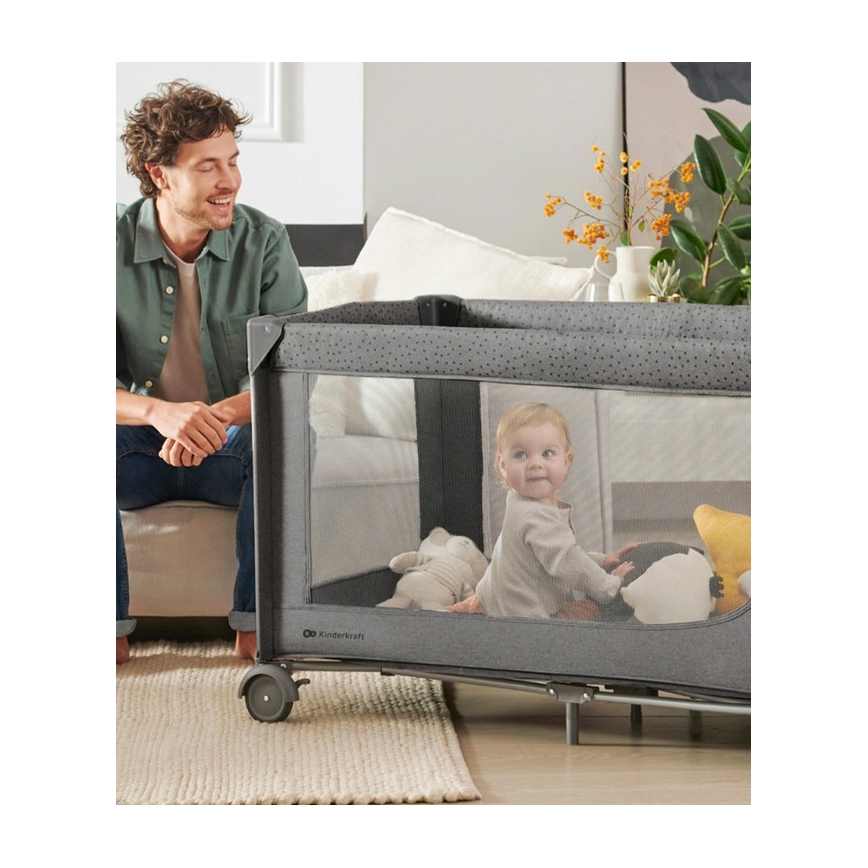 KINDERKRAFT - Детско креватче за пътуване JOY 2 сив