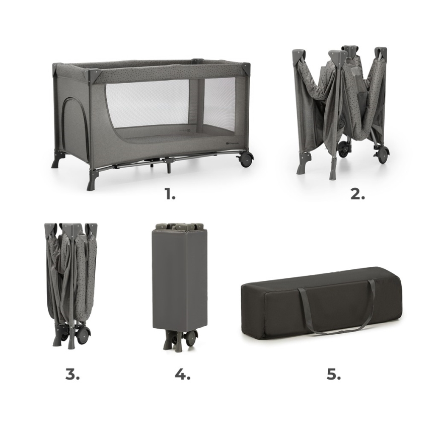 KINDERKRAFT - Детско креватче за пътуване JOY 2 сив