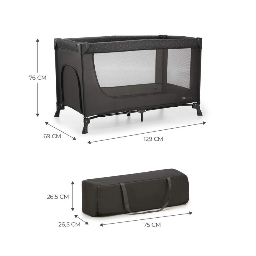 KINDERKRAFT - Детско креватче за пътуване JOY сив