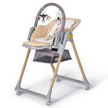 KINDERKRAFT - Детско столче за хранене 2в1 LASTREE бежово/сиво