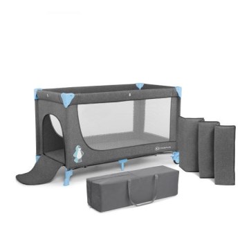 KINDERKRAFT - Пътническо легло JOY в сиво-синьо