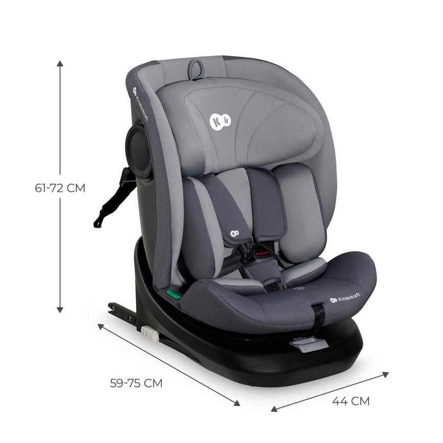 KINDERKRAFT - Седалка за кола I-GROW i-Size (40-150 см) сив