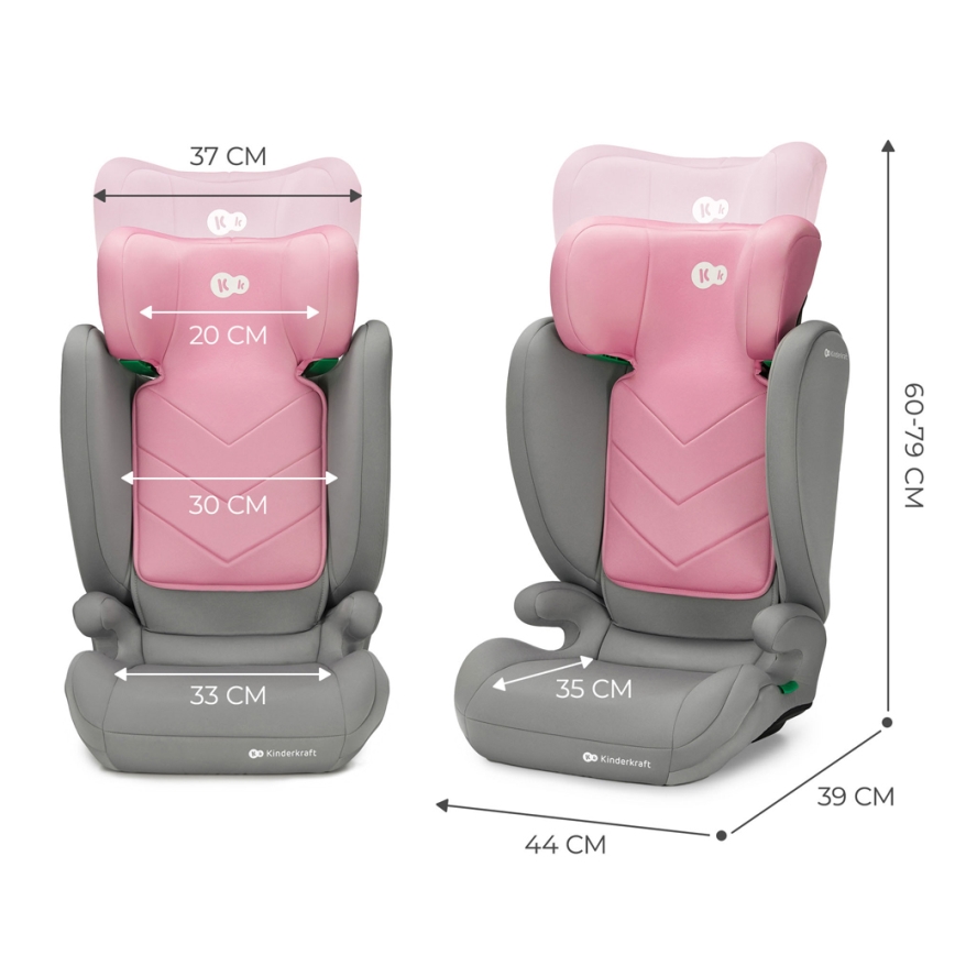 KINDERKRAFT - Седалка за кола I-SPARK i-Размер (100-150 см) розов