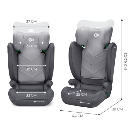 KINDERKRAFT - Седалка за кола I-SPARK i-Size (100-150 см) сив