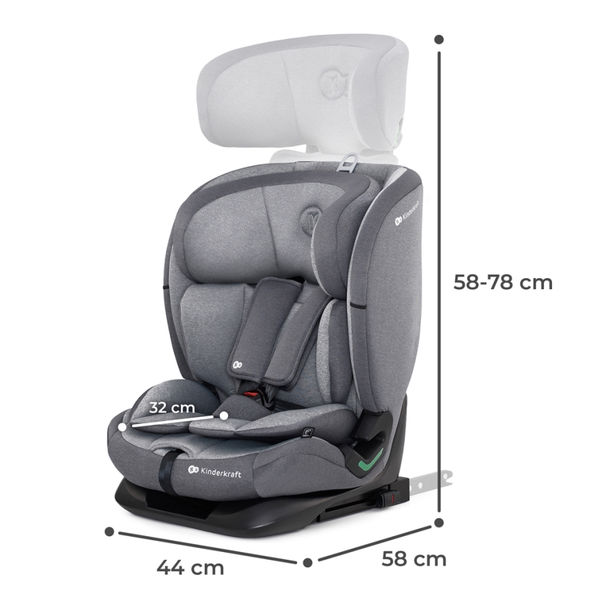 KINDERKRAFT - Седалка за кола ONETO 3 i-Size (76-150 см) + Isofix Cool сив