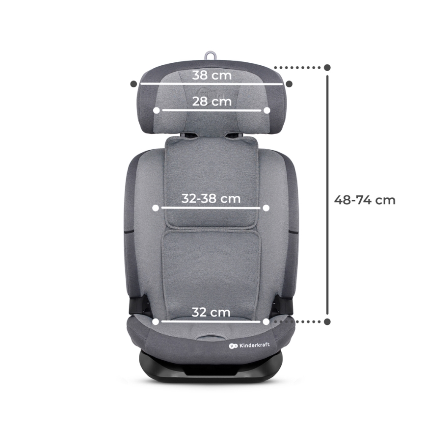 KINDERKRAFT - Седалка за кола ONETO 3 i-Size (76-150 см) + Isofix Cool сив