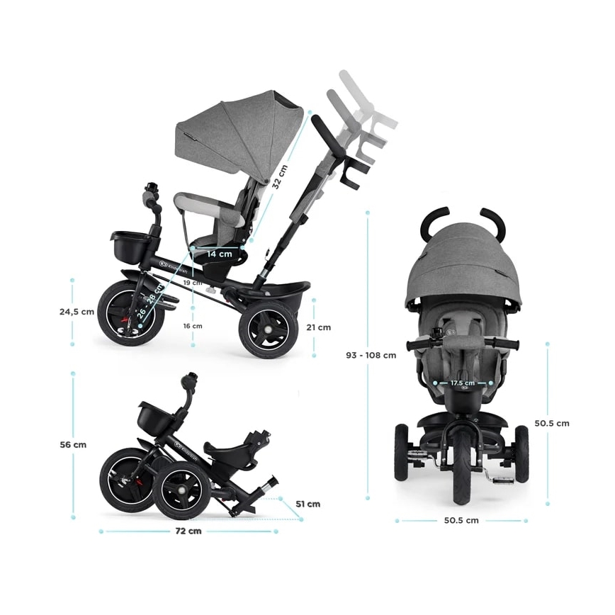 KINDERKRAFT - Детска триколка 5в1 SPINSTEP сива