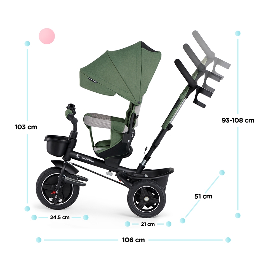 KINDERKRAFT SELECT - Детска триколка SPINSTEP Premium зелен