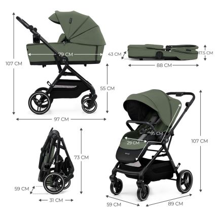 KINDERKRAFT SELECT - Детска количка 2в1 YOXI Mystic зелен
