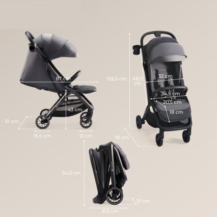 KINDERKRAFT SELECT - Детска количка NUBI 2 сив