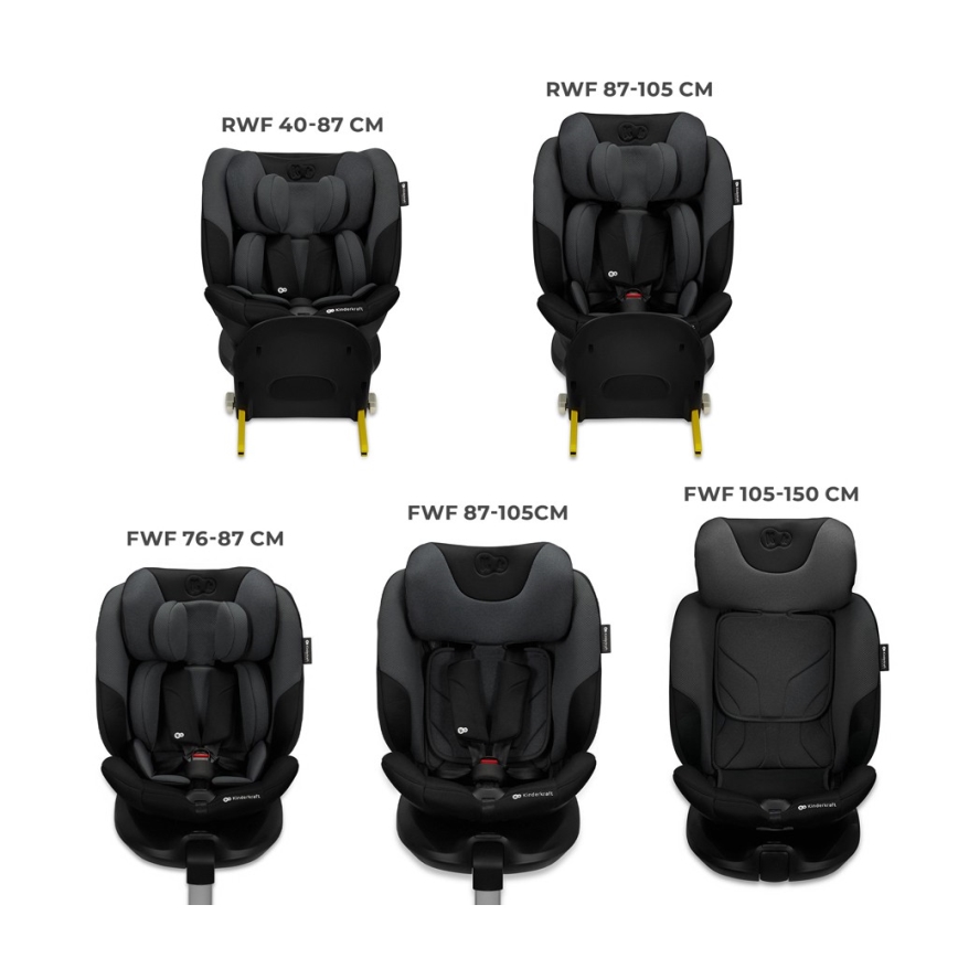 KINDERKRAFT SELECT - Детско автокресло I-FIX (40-150 см) Графитено черно