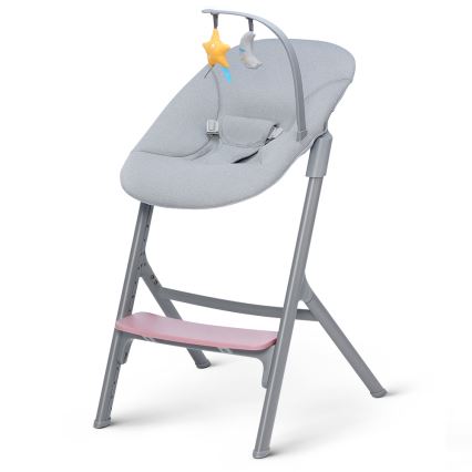 KINDERKRAFT SELECT - Детско столче за хранене 3в1 LIVY Premium Aster розов + шезлонг CALMEE
