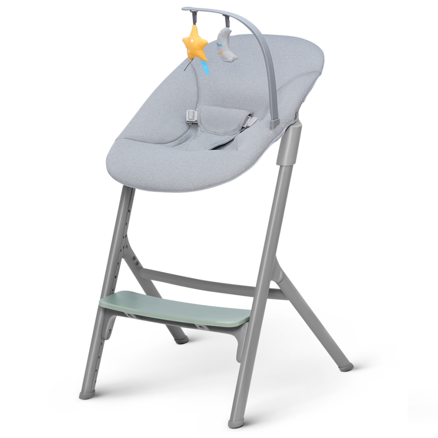 KINDERKRAFT SELECT - Детско столче за хранене 3в1 LIVY Premium Olive зелен + шезлонг CALMEE