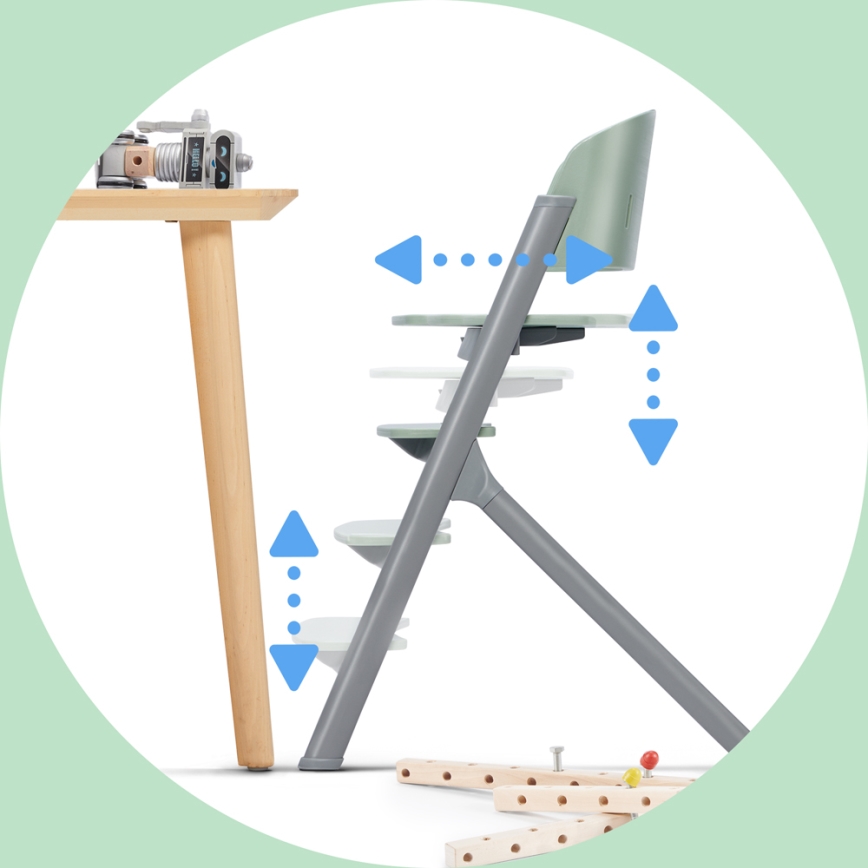 KINDERKRAFT SELECT - Детско столче за хранене 3в1 LIVY Premium Aster розов + шезлонг CALMEE