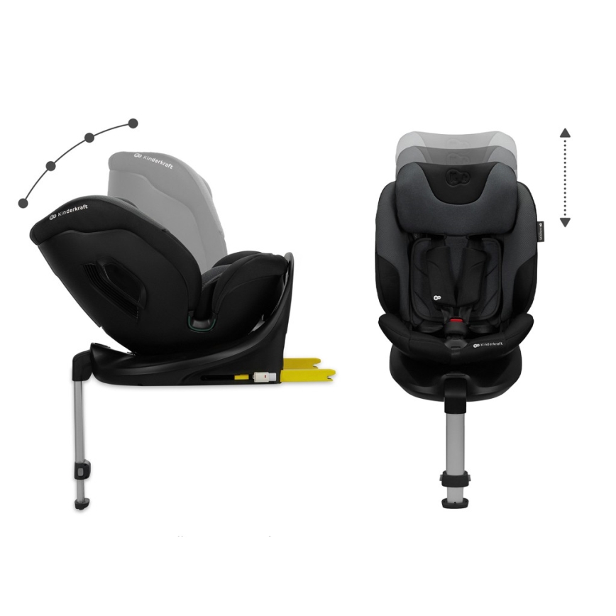 KINDERKRAFT SELECT - Детско столче за кола с въртяща се база I-FIX (40-150 cm) Графитено-черно