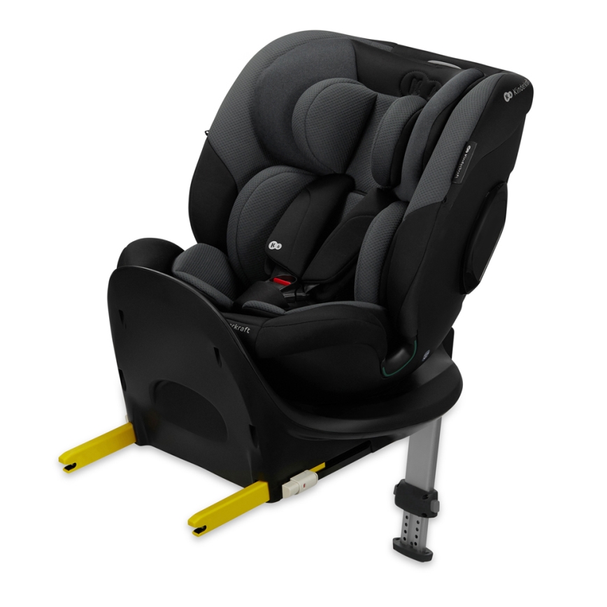 KINDERKRAFT SELECT - Детско столче за кола с въртяща се база I-FIX (40-150 cm) Графитено-черно