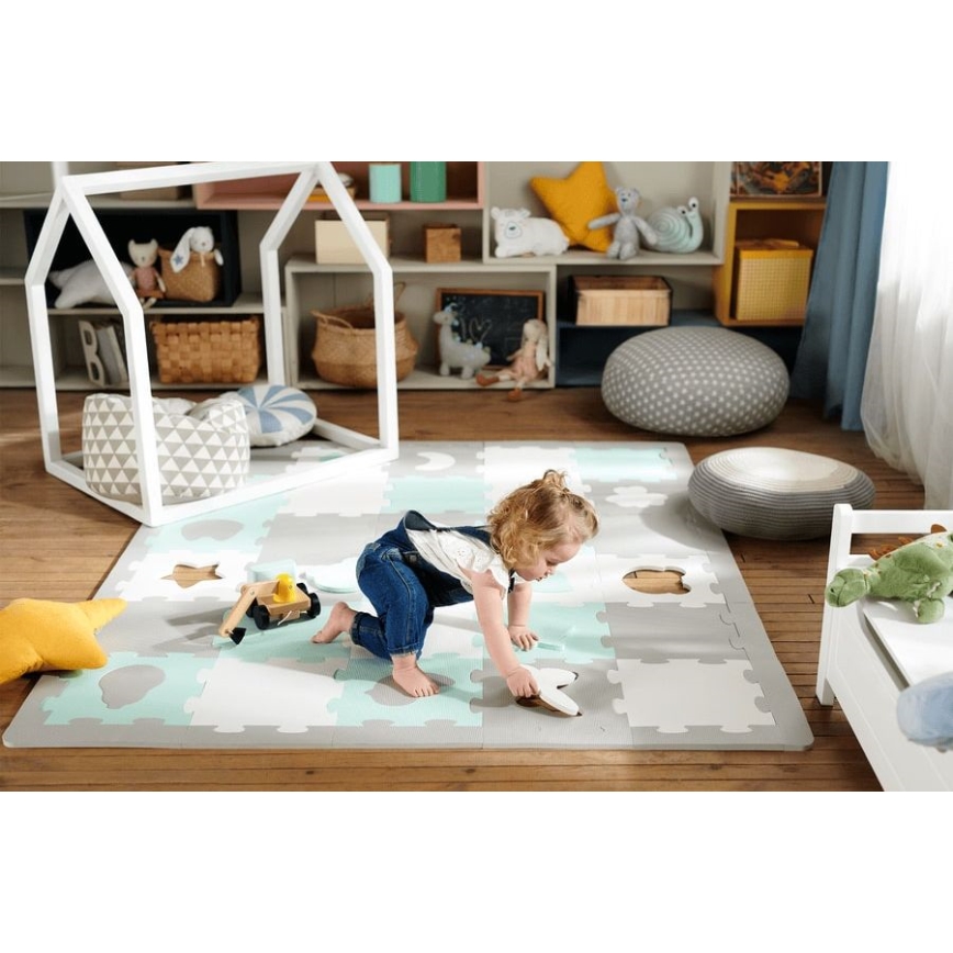 KINDERKRAFT - Пъзел от пяна LUNO 30бр. сив/ментов